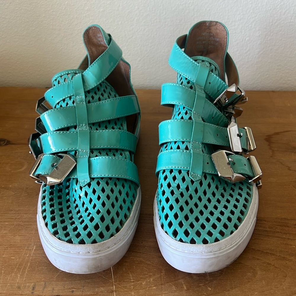 JEFFREY CAMPBELL Teal Havana Last Indie hi Sneakers Sz 8